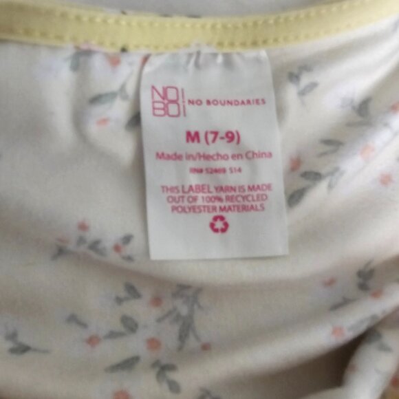 No Boundaries Juniors M 7-8 Peasant Mini Dress Yellow Floral Hi Low Summer - Picture 7 of 15